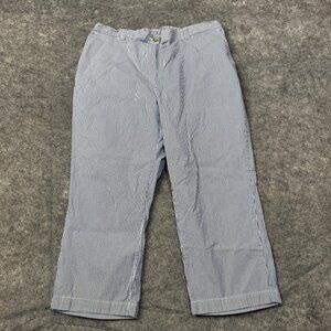 Lands End Pants Womens 16P Blue White Striped Crop Capri Straight High Rise
